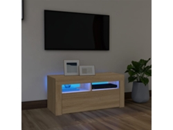 Mueble de Armario Tv con Luces Led 90X35X40 Cm Roble Sonoma
