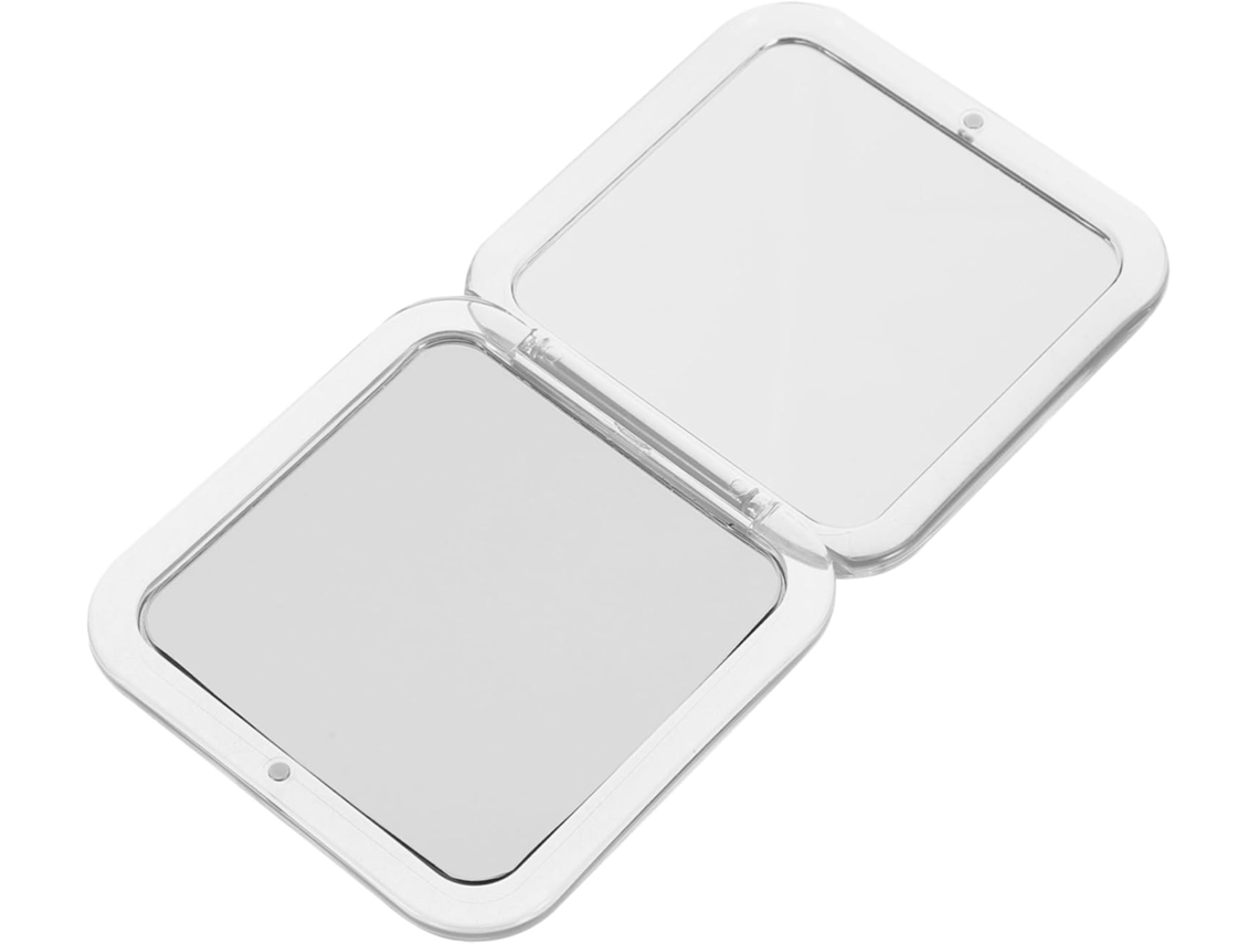Espejo De Maquillaje Cuadrado Plegable De Resina Y Cristal, Con Aumento De 7x.