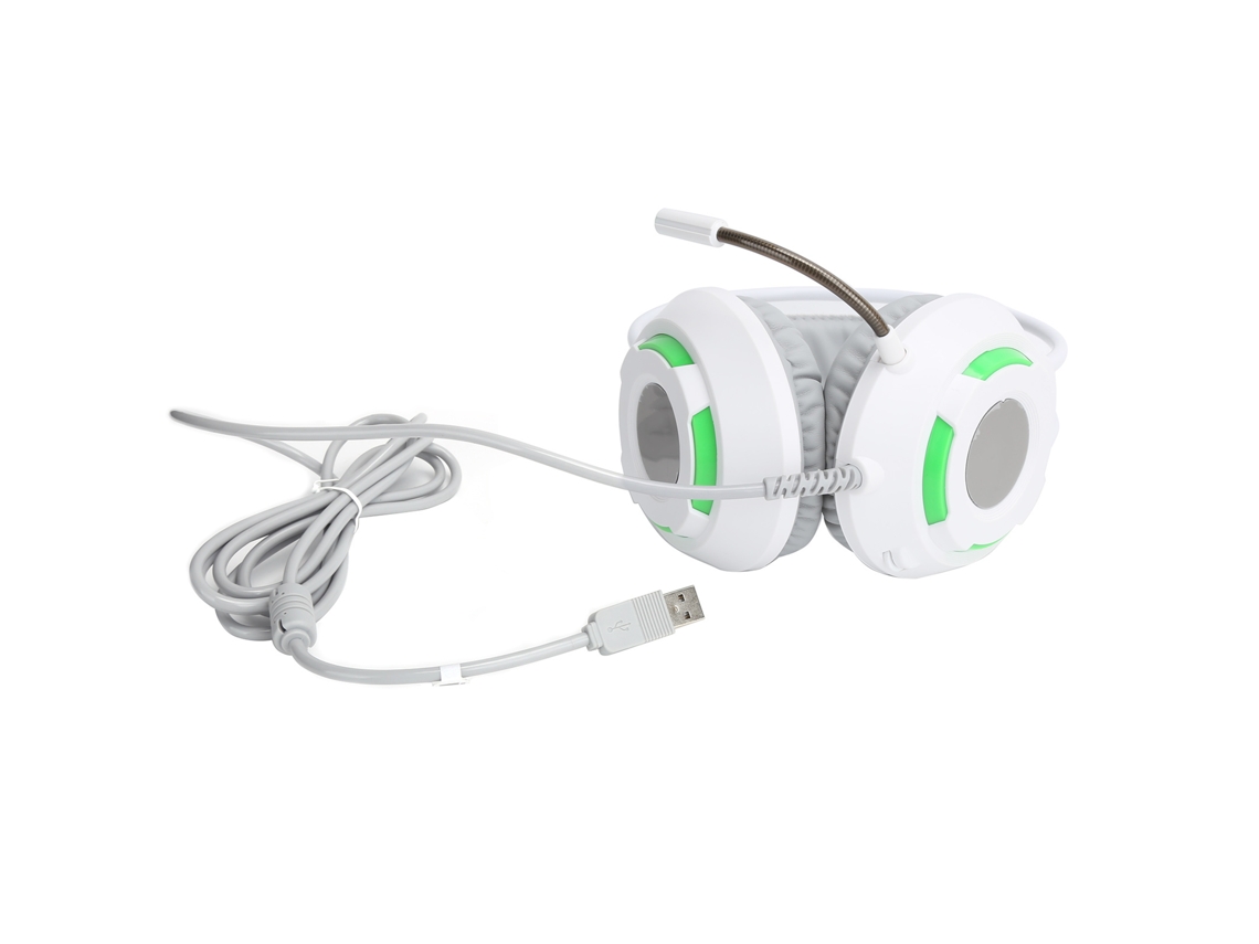 Auriculares Baoj-2026 Ajazz Diadem con sonido estéreo 7.1 y cancelación de ruido, auriculares con cable e interfaz USB (blancos)