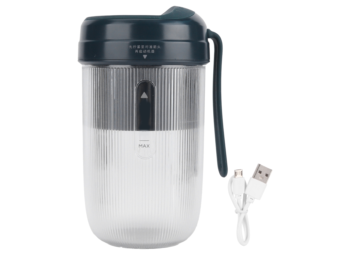 Vaso para jugo de 300 ml, mini licuadora de acero inoxidable con USB recargable, exprimidor portátil y máquina para hacer batidos.