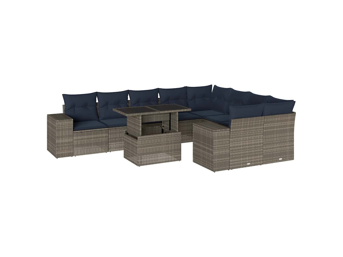 Maison Exclusive - Conjunto De Sofá De Jardín De 10 Piezas Con Cojines, Poliratán Gris