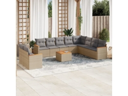 Conjunto de sofá de jardín de 11 piezas con cojines, mimbre beige mixto, DKD Home Decor