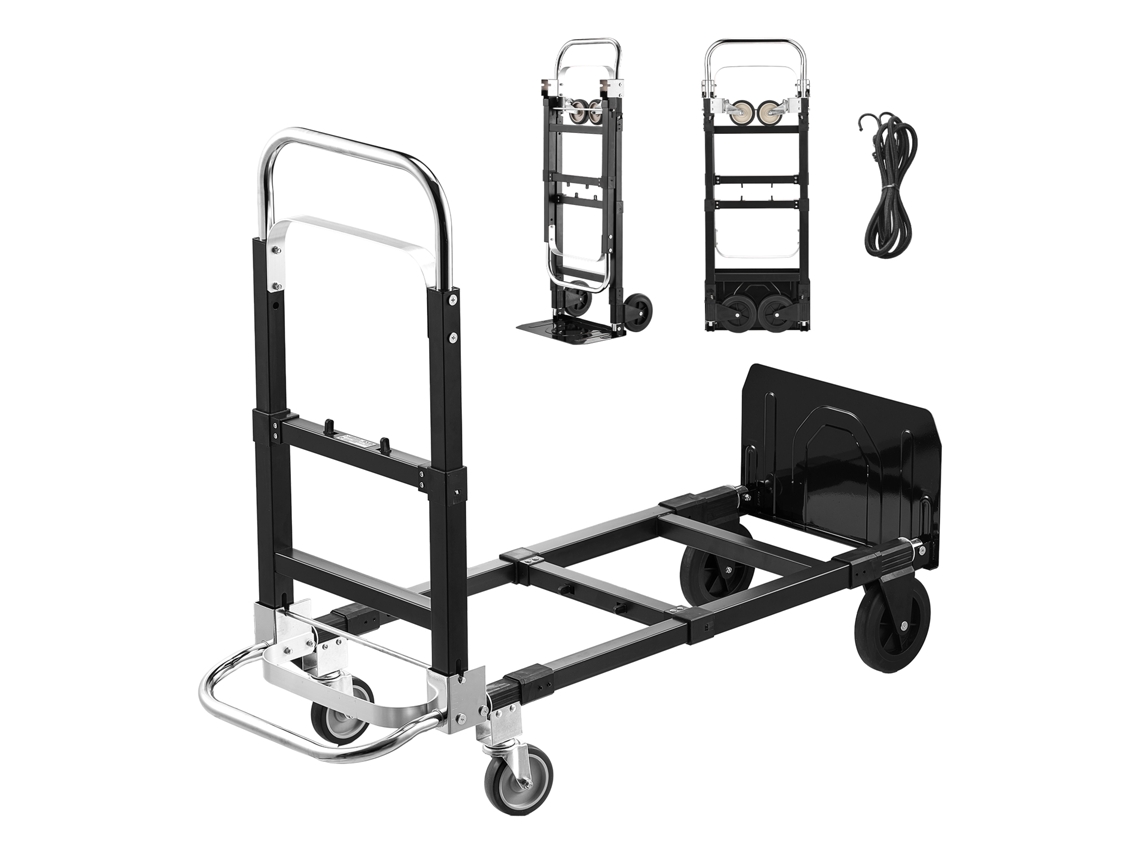 Carretilla de mano 2 en 1 Succebuy, capacidad de carga de 227 kg, plegable, para transporte, negra