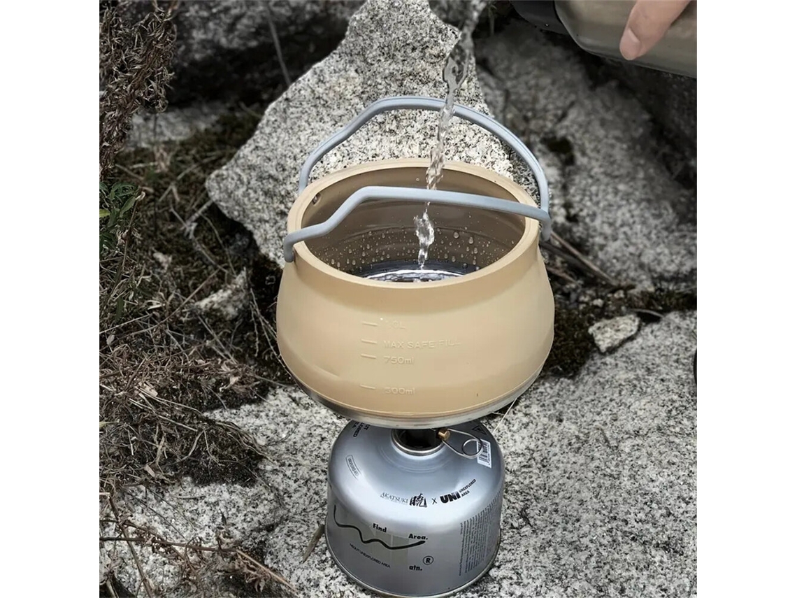 Chaleira Dobrável De Silicone Para Camping 1 Litro Verde ipree Ideal Para Cozinhar Água Com Alça Perfeita Para Pesca E Viagens