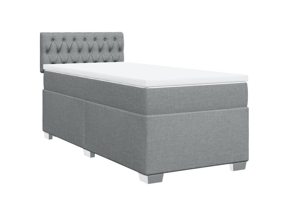 Maison Exclusive - Cama Box Spring Con Colchón Tela Gris Claro 90x190 Cm