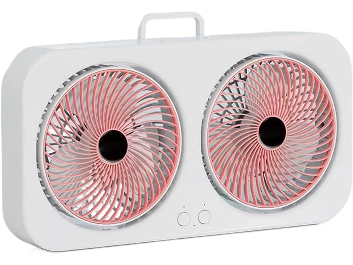 Ventilador De Escritorio De Doble Cabezal | Potente Dispositivo De Refrigeración Recargable Por Usb