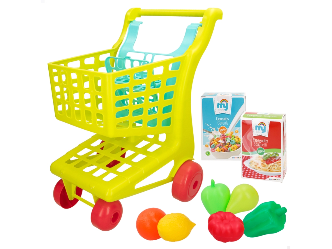 Carrito supermercado CB TOYS Carrito supermercado con alimentos my home colors (34x45x53,5 cm - 3 años)