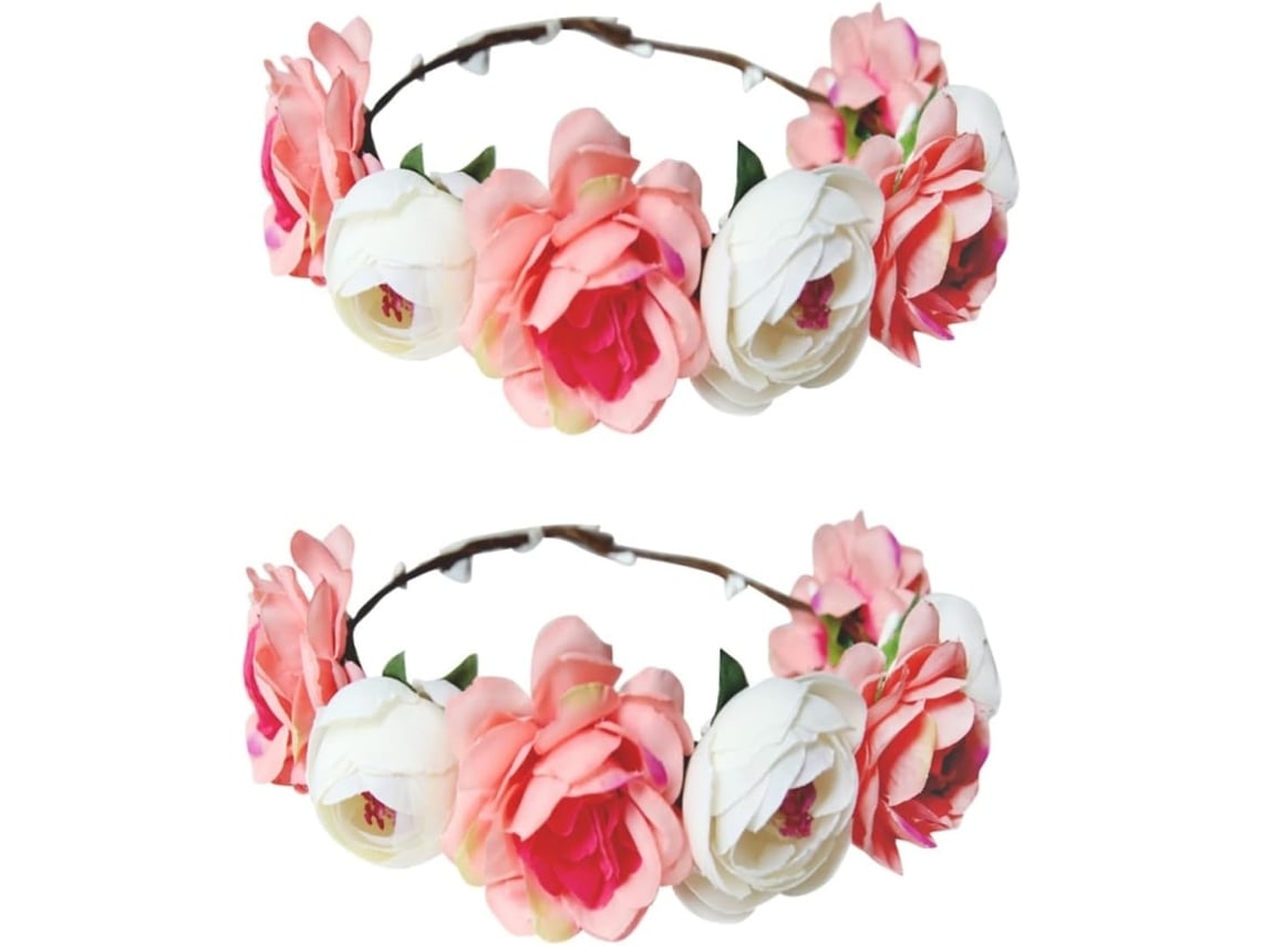 Coroa De Flores De 2 Peças, Acessório De Cabelo Bege, Tiara Para Casamentos E Ensaios Fotográficos.