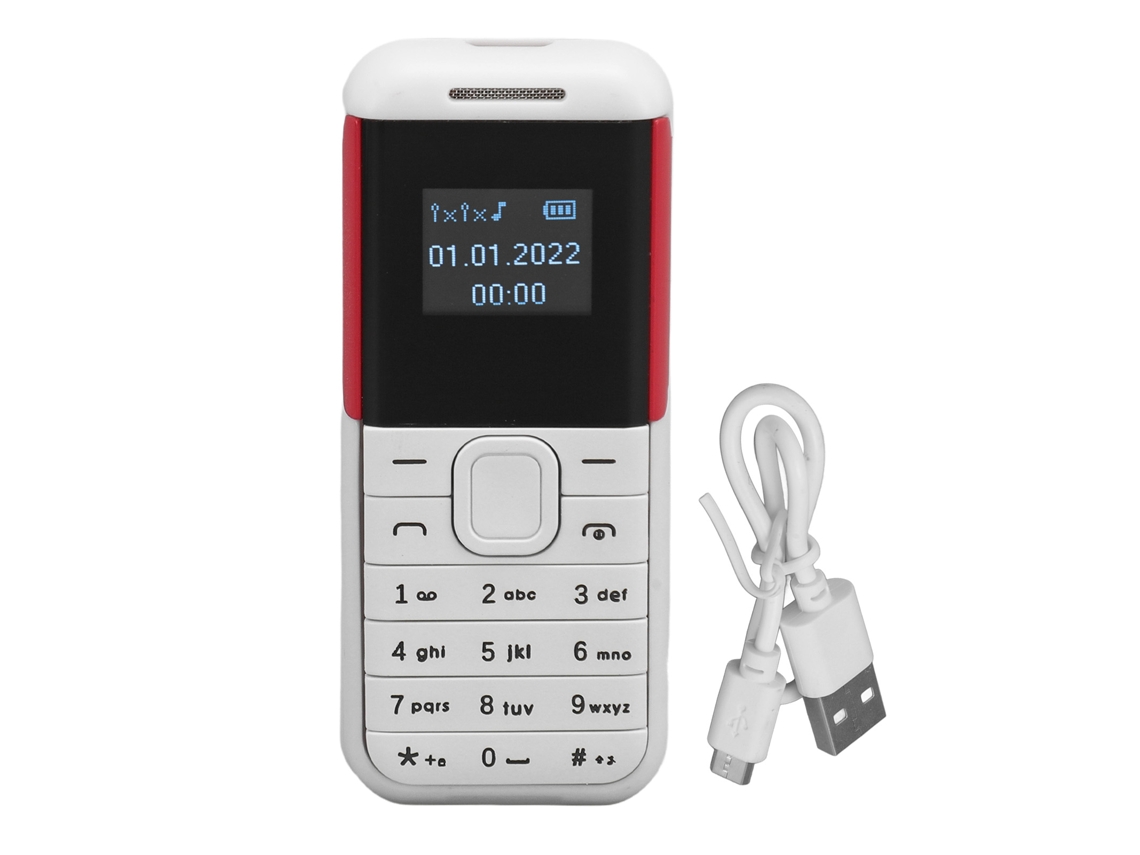 Mini Teléfono Móvil 2g, Pantalla De 0,66 Pulgadas, Reproductor De Sonido Bluetooth, Doble Sim, Blanco.