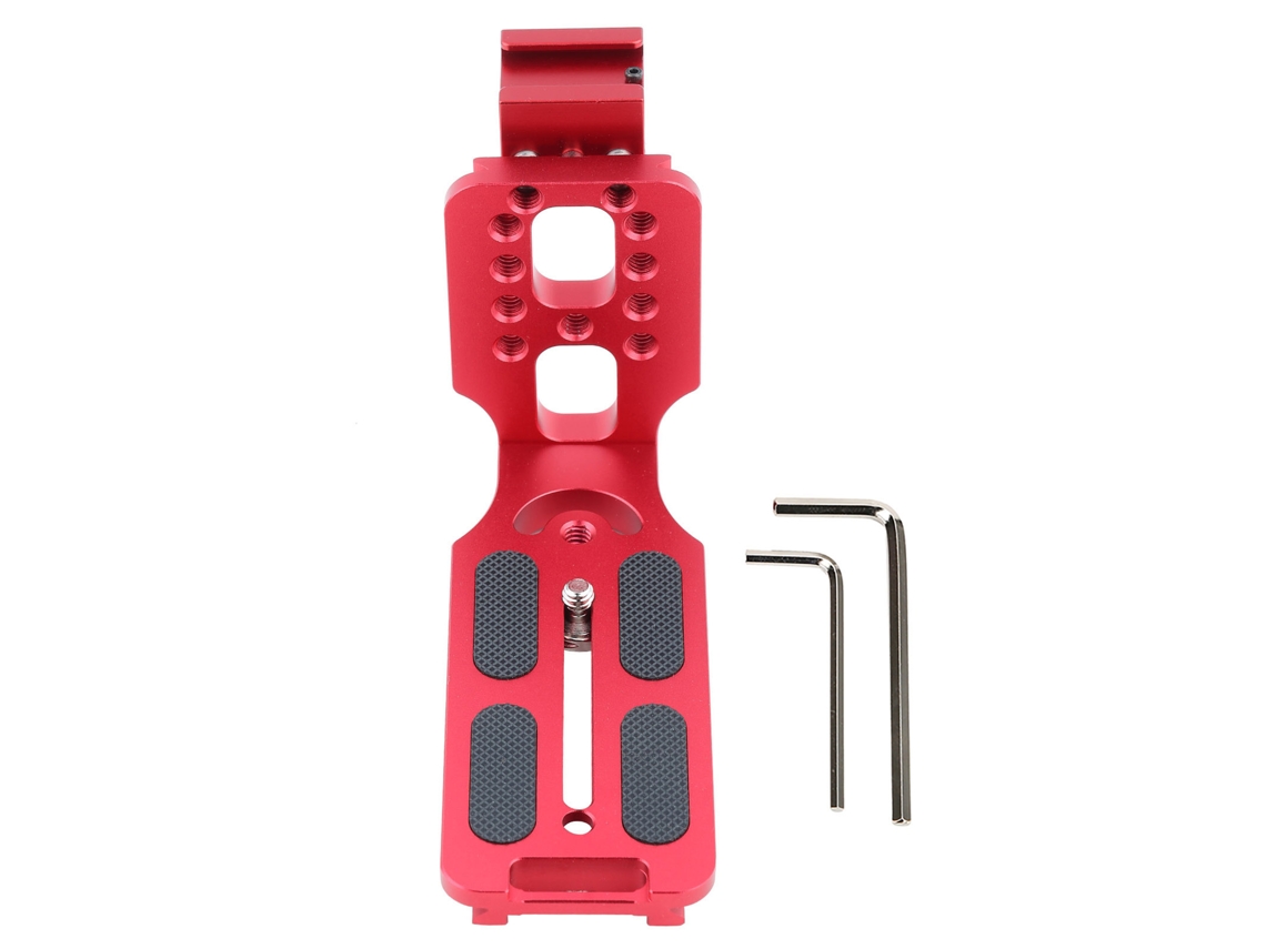 Placa De Liberación Rápida En L De Metal Con Montura Hot Shoe Para Cabeza De Bolas Hidráulica Cámara Slr (rojo)