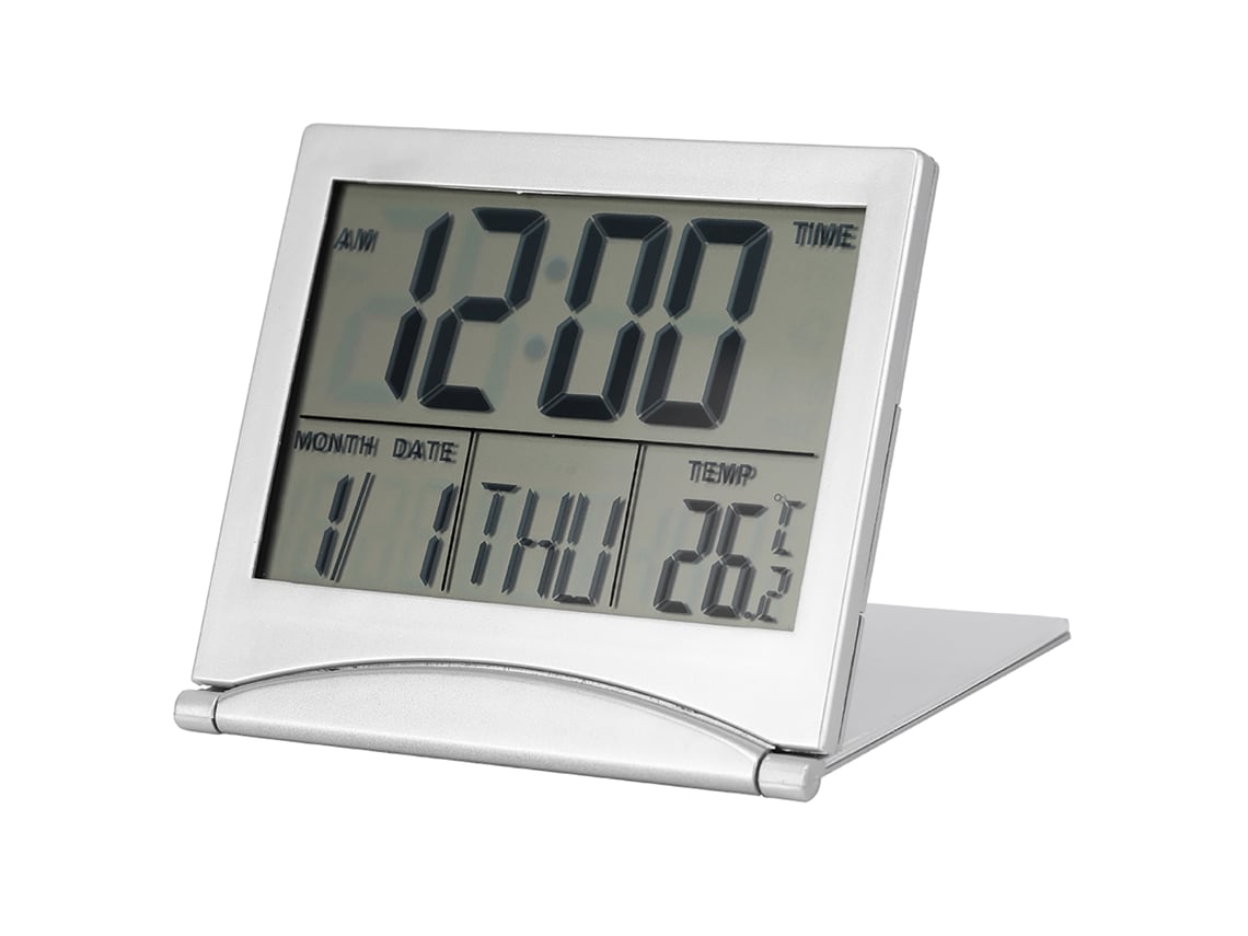 Despertador Digital Plegable Portátil Con Termómetro, Calendario Y Función De Repetición Para Viajes.