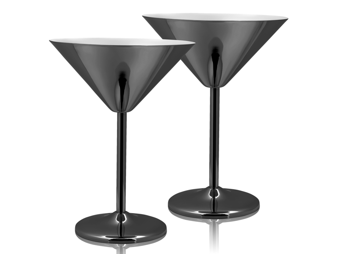 Copos De Martini De Aço Inoxidável 250ml Fáceis De Limpar Para Bar, Festa 2 Unidades GERTIZ (preto)