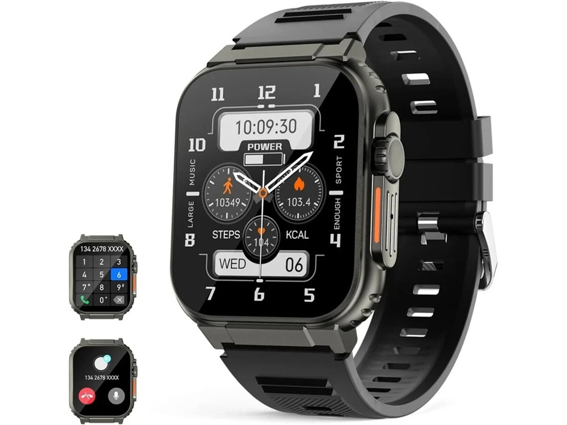 Reloj inteligente K02 con pantalla HD de 2.0 pulgadas y monitor de frecuencia cardíaca para deportes al aire libre. Bestvite