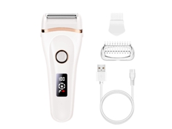 Barbeador Elétrico Recarregável Para Mulheres - Branco, Tela Led, À Prova D‘água, Pente Condutor, Kit Completo De Acessórios