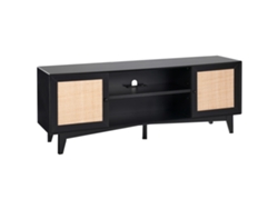 Soporte de TV VEVOR Rattan para TV Boho de 75 Pulgadas con Enchufe Integrado Negro