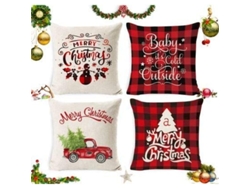 4 Peças de Fronha de Natal Fronha de Natal Fronha de Linho para Decoração de Casa Fronhas de Natal Decoração de Natal