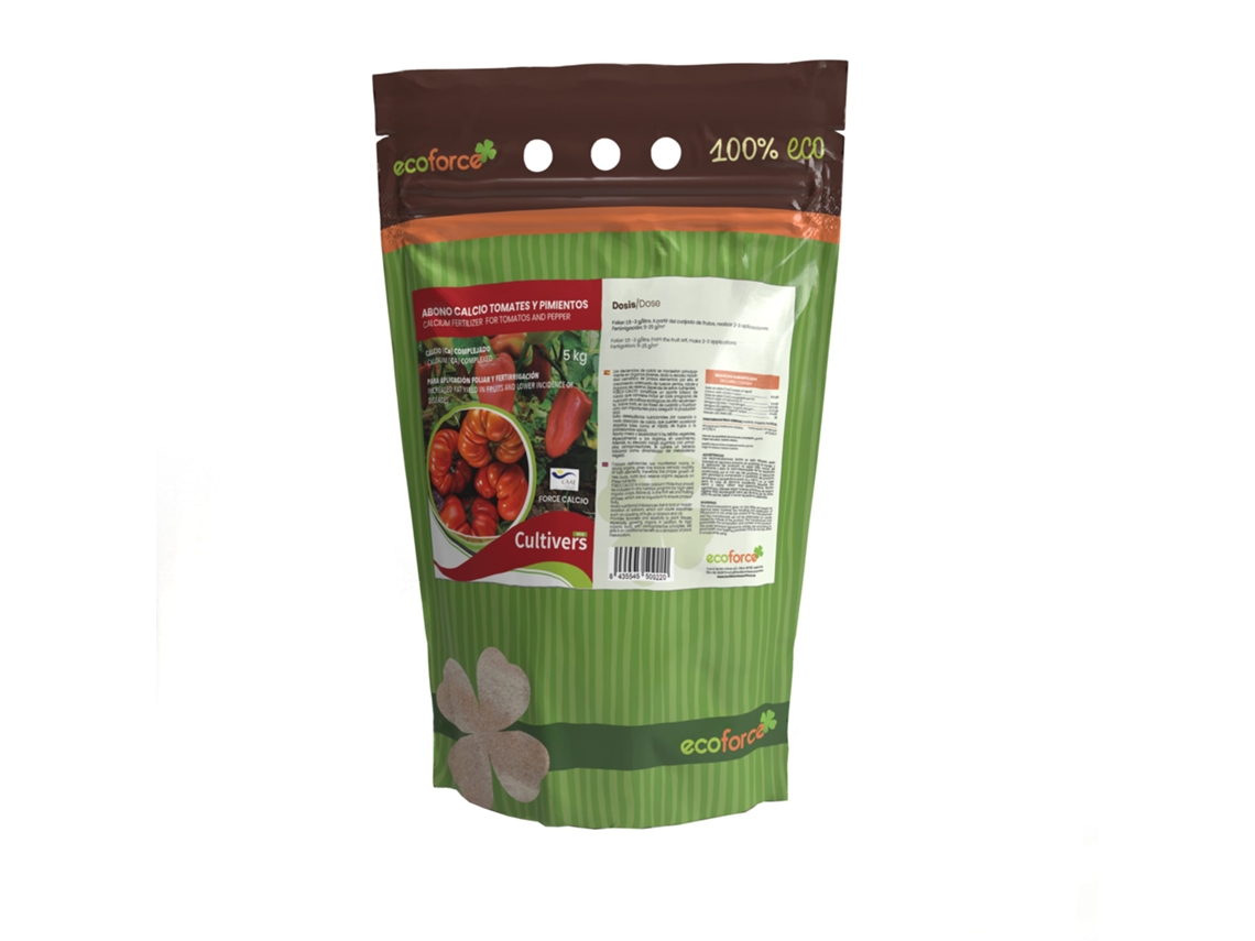 CULTIVERS Abono Calcio para Tomates y Pimientos Ecológico 5 kg Corrector de Carencias . Mejora la Calidad y la Producción del Cultivo