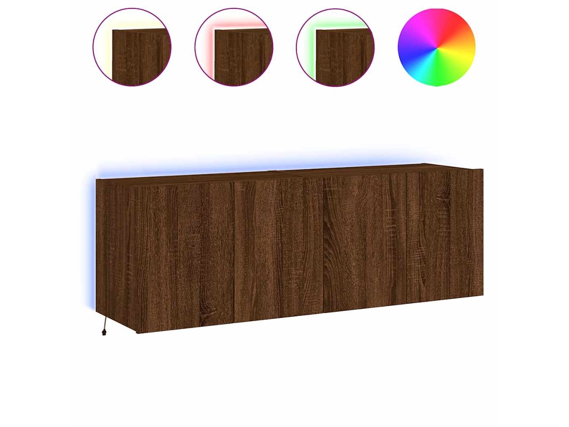 Maison Exclusive - Muebles Tv De Pared Luces Led 2 Uds Marrón Roble 60x35x41 Cm