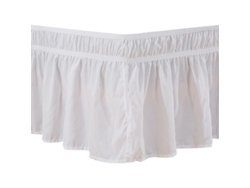 Faldón De Cama Con Cinturón Elástico Ajustable, Poliéster Antiarrugas, Cigüeñal Con Volantes, Blanco, Tamaño Matrimonial 54x75+15 Pulgadas