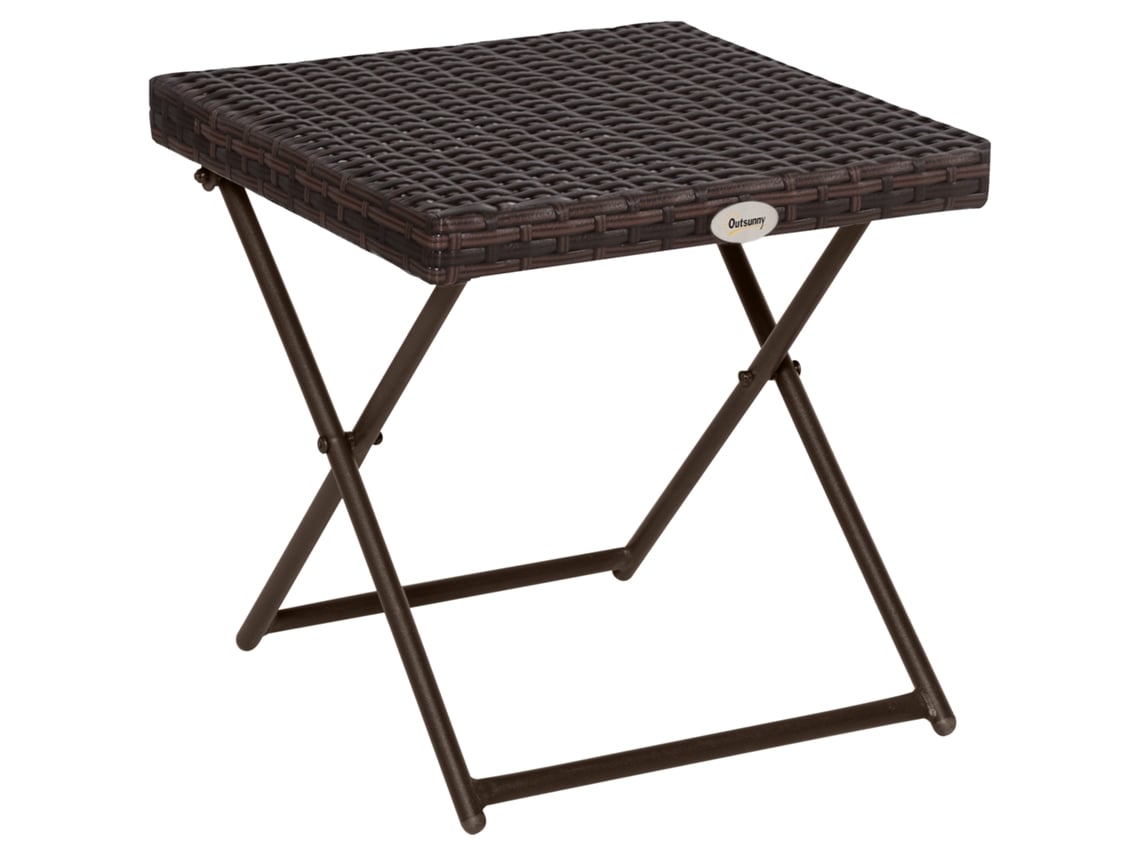 Mesa Dobrável Vime Pe Aço 40x40x40cm Marrom