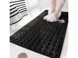 Alfombrilla De Ducha Antideslizante De Pvc De 88x40 Cm, Resistente Al Moho, Lavable A Máquina Y Suave Al Tacto (henten Home, Negra)