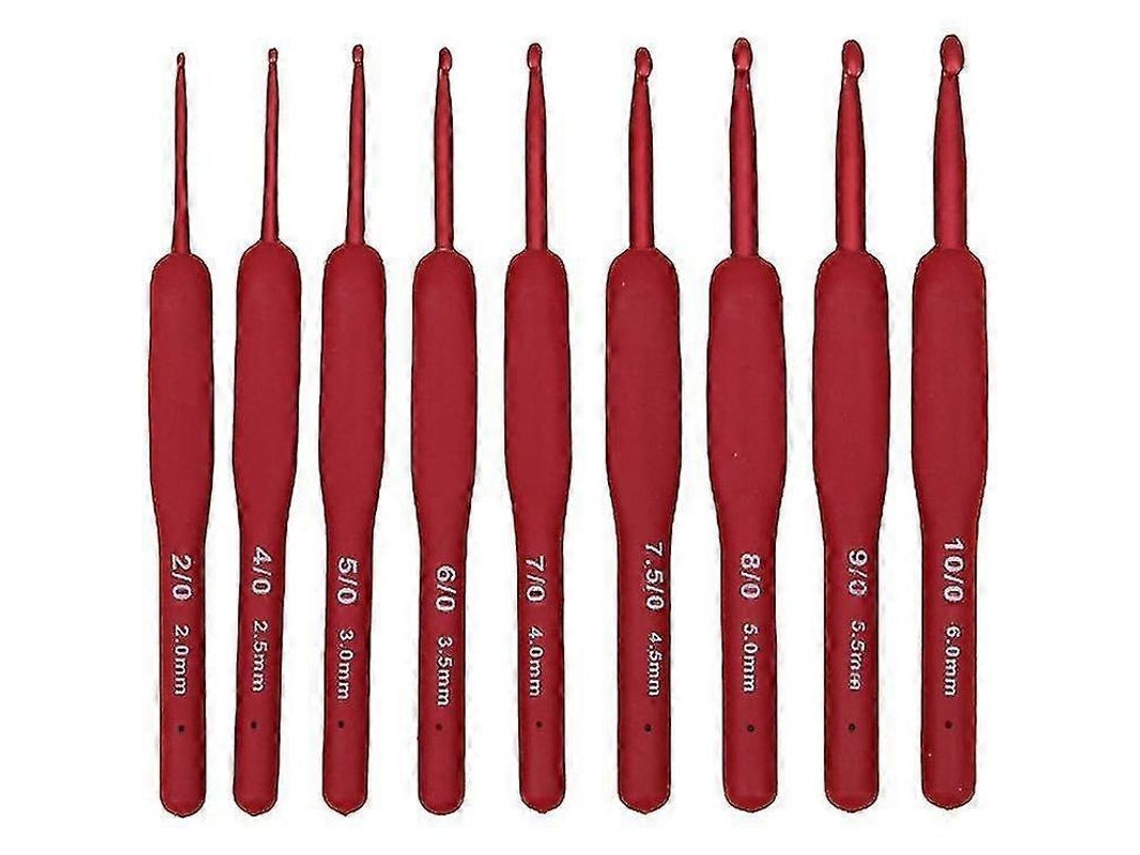 Aguja De Ganchillo Tulip Etimo Roja Con Agarre Cómodo, Punta Suave, 15 Tamaños (8,9 Cm), 1 Paquete