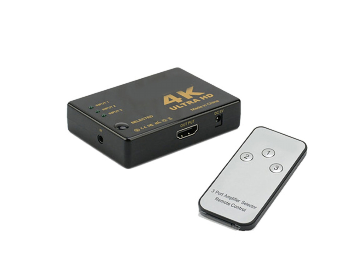 Switch De Interface Multimídia Hd 3 Em 1 Com Controle Remoto Plug And Play Conversor 4k Para Laptops Consoles