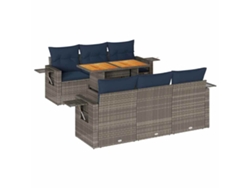 Maison Exclusive - Set De Sofás De Jardín 7 Pzas Con Cojines Ratán Sintético Gris