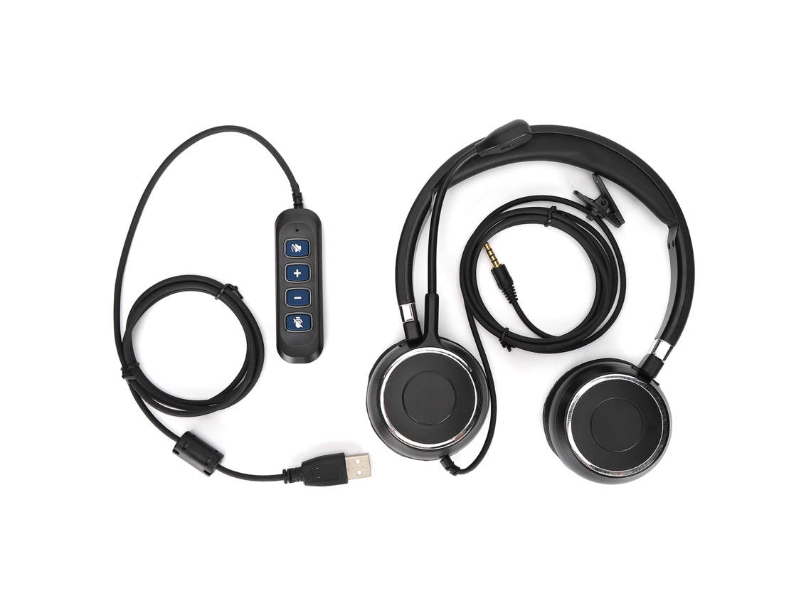 Auriculares Binaurales Para Oficina Con Micrófono Y Control De Audio Para Conector De 3,5 Mm E Interfaz Usb