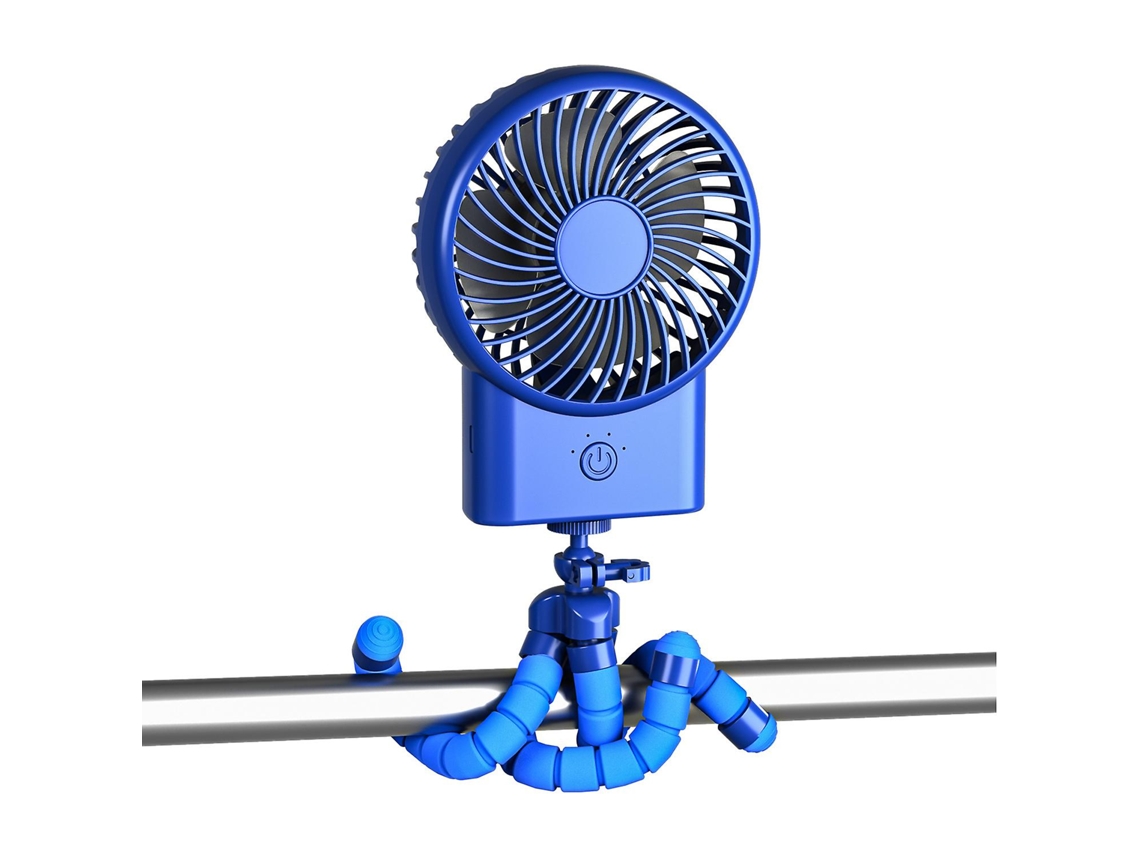 Ventilador Con Clip Para Cochecito De Bebé (azul) - Ventilador Portátil Giratorio De 360° - Recargable Por Usb