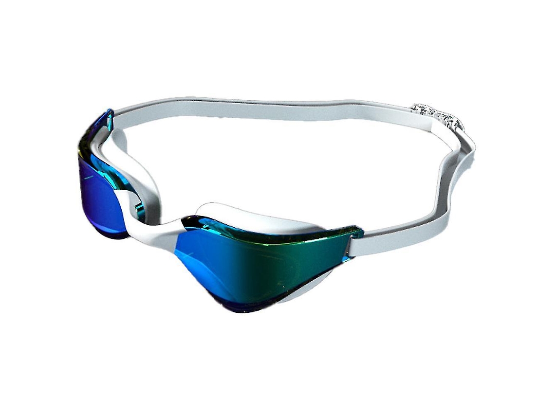 Gafas De Natación Coloridas Con Revestimiento Para Adultos Y Niños, Lentes Antivaho Y Con Protección Uv - Blanco Puro Y Azul