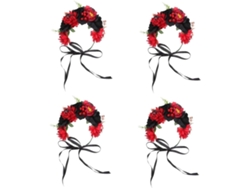 4pièces Corona De Fleurs Pour Halloween Et Noël Accessoire Tête Fêtes Cosplay