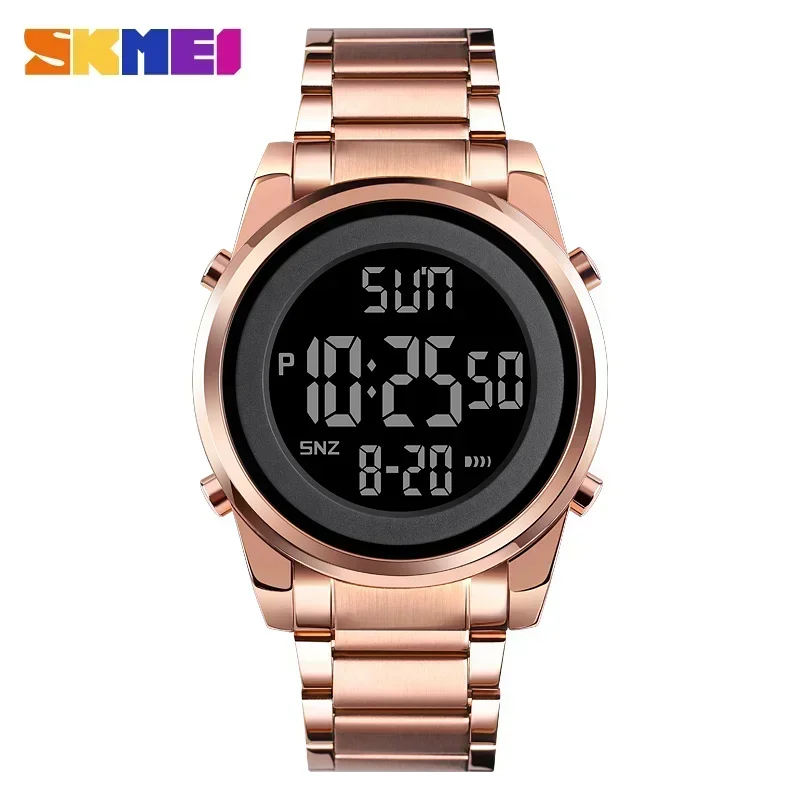 Reloj De Pulsera Digital Led Elegante Para Hombre (oro Rosa) Con Cronógrafo Y Alarma.