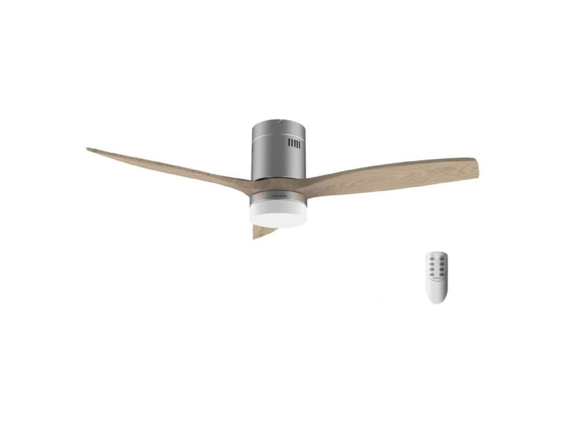 Ventilador de techo de acero clásico Energysilence Aero 5600. 40 vatios. Motor DC, Diámetro 132cm, 3 Aspas, LED 18w, Temporizador Cecotec