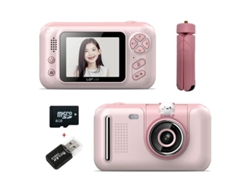 Cámara de fotografía infantil de 4000 W, HD, píxeles, 24 pulgadas, lente abatible con trípode, 8 GB, color rosa, Yizhood