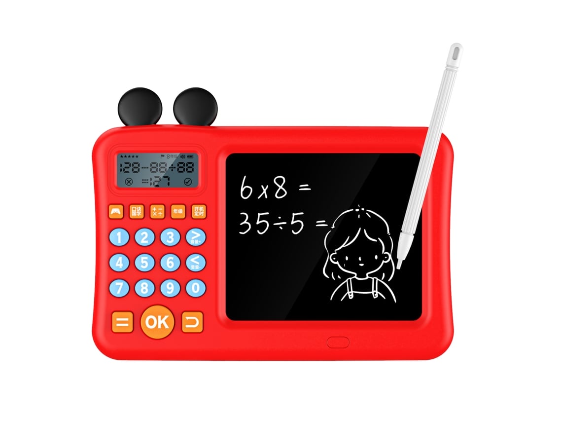 Calculadora Infantil Con Bloc De Notas Y Tabla De Escritura Para Aprender Matemáticas - Roja