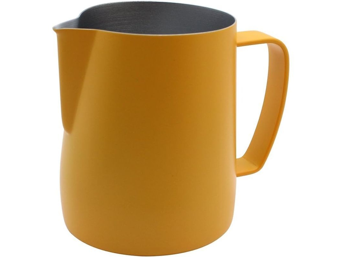 Jarra De Espuma Linjou De Acero Inoxidable Amarillo De 350 Ml Para Café Y Latte