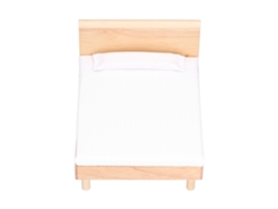 Ats-cama Doble Miniatsura De Roble 1:12 Para Casa De Muñecas, Mueble Miniatsura Decoración Accesorios