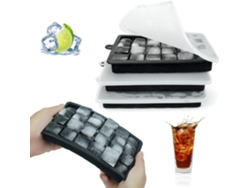 Juego JEIIBRZUI de 3 bandejas de hielo de silicona con 24 cavidades Color negro con tapa