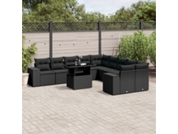 Conjunto de sofás de jardín de 11 piezas DKD Home Decor con cojines de mimbre negros