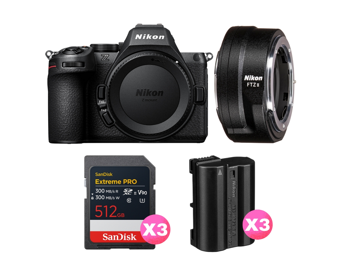 Nikon Z5 Ii + Ftz Ii + 3 Sandisk 512gb Extreme Pro Uhs-ii Sdxc + 3 Nikon En-el15c + Ebook “20 Consejos Para Fotos Que Impactan”