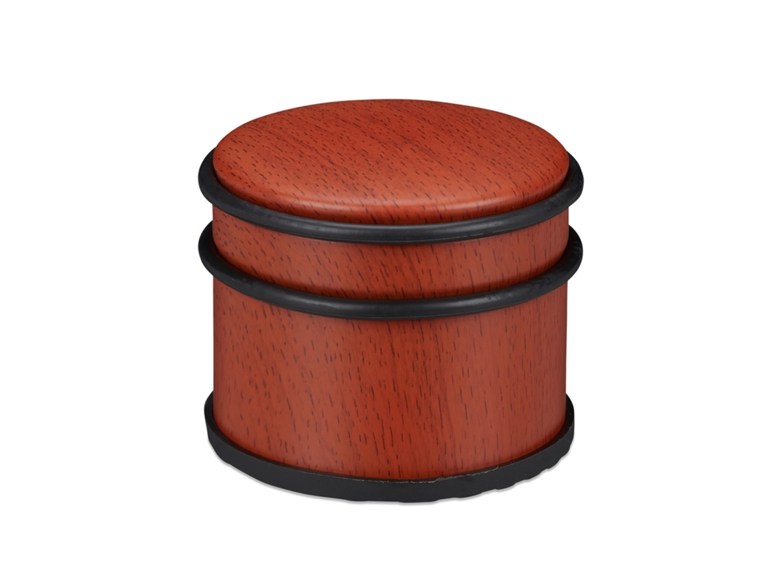 Relaxdays Tope Puerta, Puertas Y Ventanas Pesadas, Acero Inoxidable Y Goma, Efecto Madera, Freno, 9,5cm Ø, Marrón Rojizo