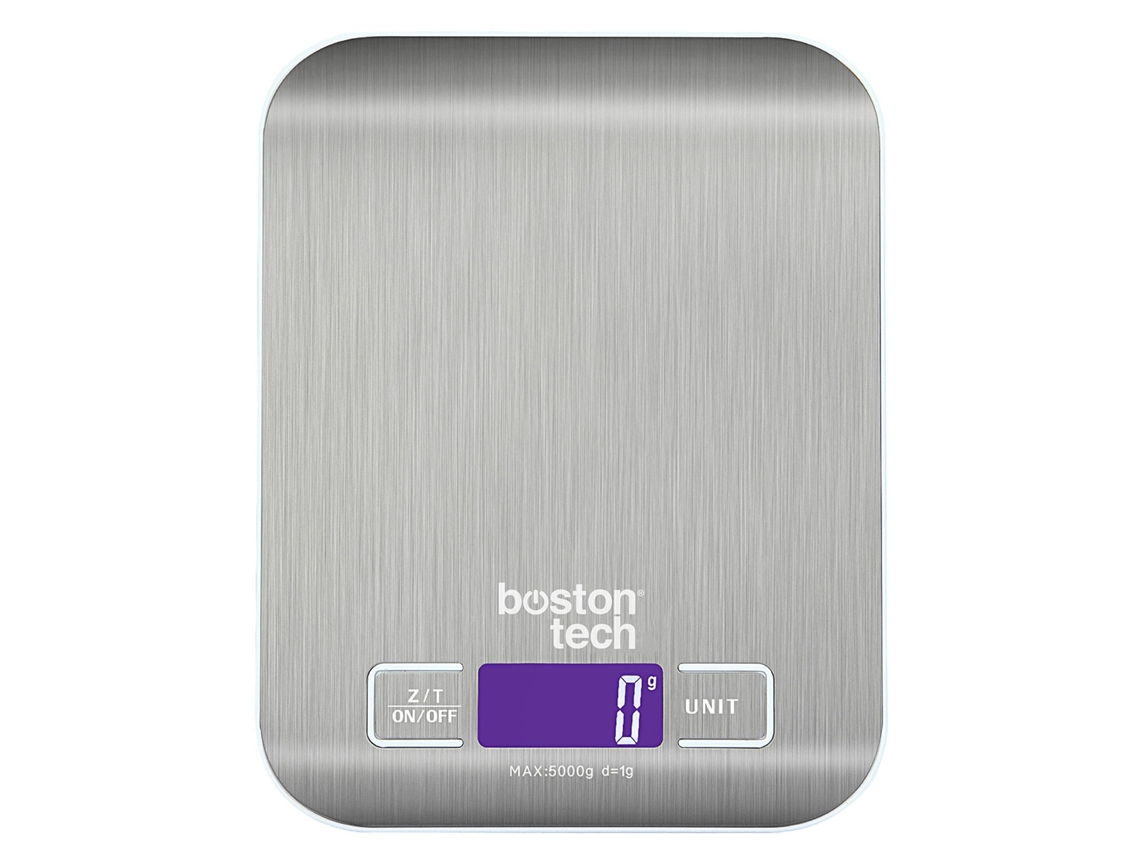 Báscula Digital Para Cocina, Acero Inoxidable Con Proteccion Anti-salpicaduras, Facil De Limpiar, Capacidad Hasta 5kg HK105 BOSTON TECH