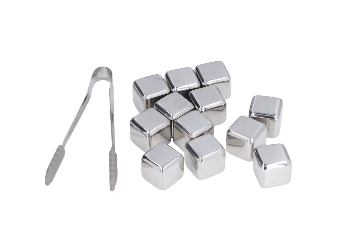 Juego De 12 Cubitos De Hielo De Acero Inoxidable Para Whisky Con Pinzas Y Caja Para Enfriar Bebidas En Un Bar.