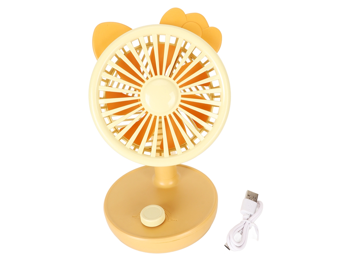 Ventilador De Escritorio Pequeño Usb 1200mah Ajustable Velocidad Silencioso Amarillo Oficina Hogar