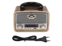 Radio (radio Multibanda, Reproducción Bluetooth 5.3) Reproductor Portátil De Textura De Madera Retro