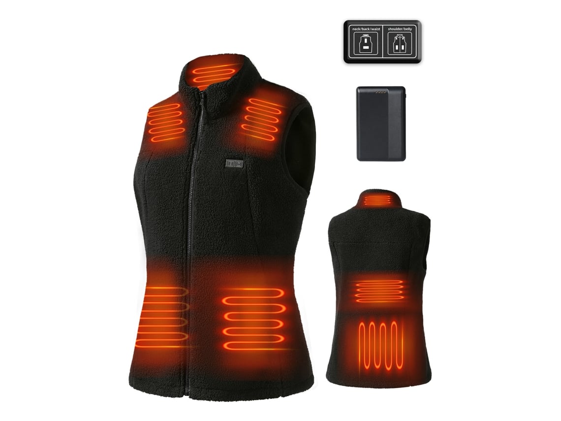 Negrolauxo Chaleco Térmico Forro Polar 7 Zonas Mujer Batería 3 Niveles Calor Ligero Sin Mangas Invierno Eléctrico
