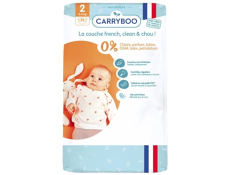 Pañales Ecológicos Estampados 56 Pañales Talla 2 3-6 kg CARRYBOO