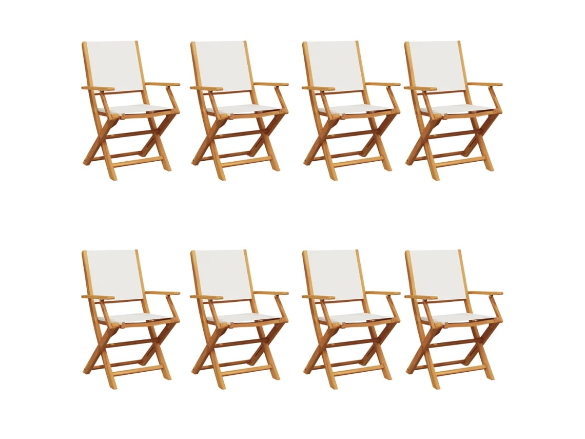 Maison Exclusive - Sillas Jardín Plegables 8 Uds Tela Madera Maciza Y Tela Crema