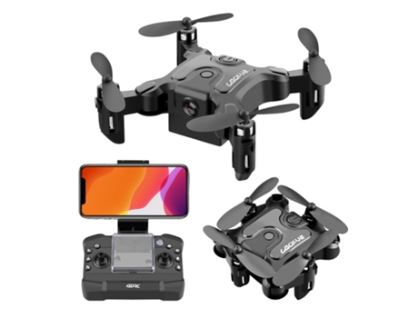 Mini dron plegable V2 con cámara HD 1080P (1 batería - Duración de la batería: 12 min - Negro) YIZHOOD